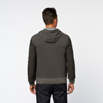 Fleece Lined Button Up Hoodie Cardigan // Grey (XL)