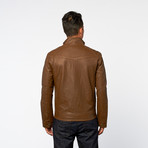 Distressed Zip-Up Jacket // Brown (2XL)