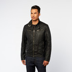 Distressed Zip-Up Jacket // Black (L)