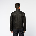 Distressed Zip-Up Jacket // Black (M)