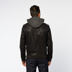 Lightweight Hoodie Jacket + Epaulettes // Black (L)