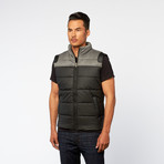 Two-Tone Padded Zip-Up Vest // Black (L)