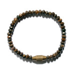 Bronzite & Brass Bead Bracelet