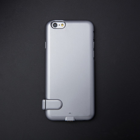 Ultra-Thin Charging Case // Space Grey + Tempered Glass (iPhone 6)