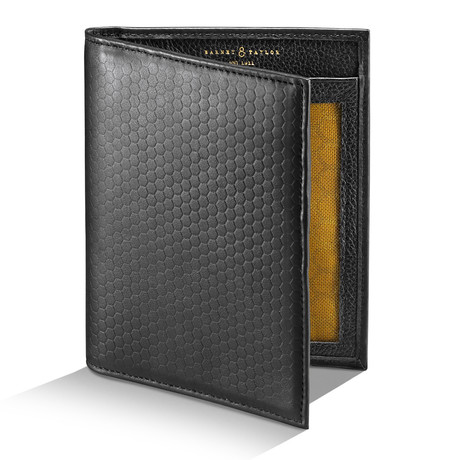 Ashton Honeycomb Embossed Leather Passport Holder // Black