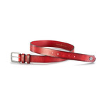 Budworth Two Tone Branded Rivet Leather Belt // Red + Black (40)