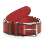 Budworth Two Tone Branded Rivet Leather Belt // Red + Black (40)