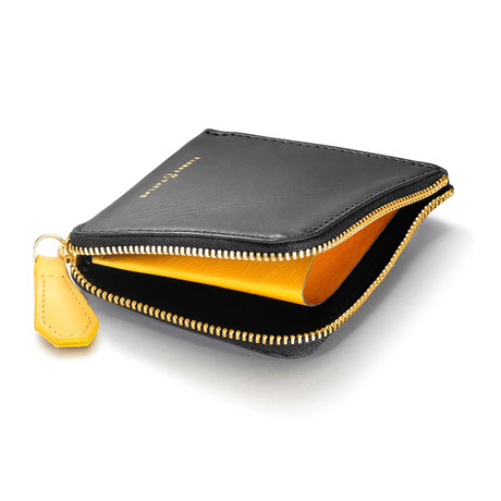 Withington Leather Coin Wallet // Black + Yellow