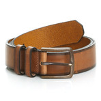 Radcliffe Two Tone Branded Rivet Leather Belt // Brown + Black (32)
