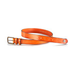 Risley Two Tone Branded Rivet Leather Belt // Orange + Black (36)