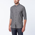 Sir Horace 3/4 Sleeve Woven // Grey + White Stripe (M)