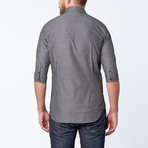 Sir Horace 3/4 Sleeve Woven // Grey + White Stripe (M)