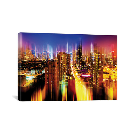 Urban Stretch Series // Manhattan Night // Canvas Print (26"H x 40"L x 0.75"D)
