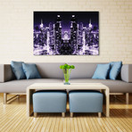 New York Reflection Series // Skyline at Purple Night // Canvas Print (18"H x 26"L x 0.75"D)