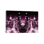 New York Reflection Series // Skyline at Pink Night // Canvas Print (18"H x 26"L x 0.75"D)