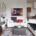 Double Sided Series // Manhattan Skyline (Colors Night) // Canvas Print (40"H x 60"L x 1.5"D)