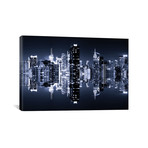 Double Sided Series // Manhattan Skyline (Blue Night) // Canvas Print (18"H x 26"L x 0.75"D)