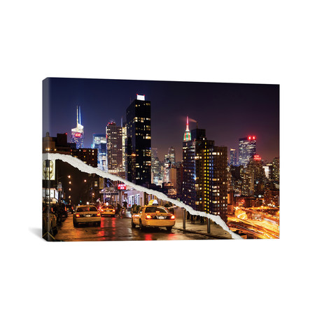 Dual Torn Series // Life Taxis in New York // Canvas Print (18"H x 26"L x 0.75"D)