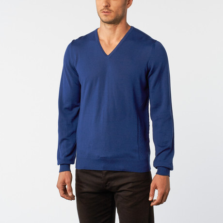 V-Neck Basic Sweater // Blue (S)