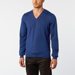 V-Neck Basic Sweater // Blue (2XL)