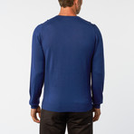 V-Neck Basic Sweater // Blue (2XL)