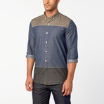 Oliver Color Block Woven Shirt // Indigo (S)