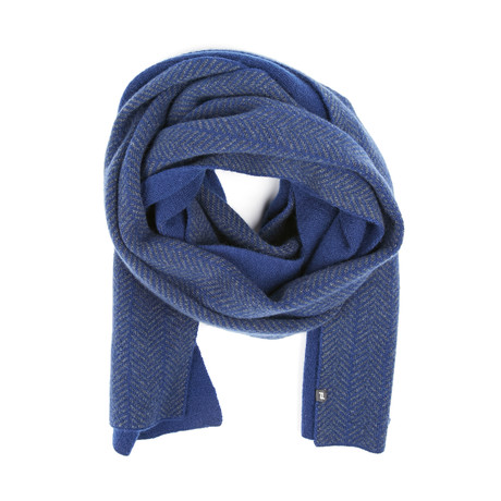 Two Tone Herringbone Scarf // Blue + Ebony