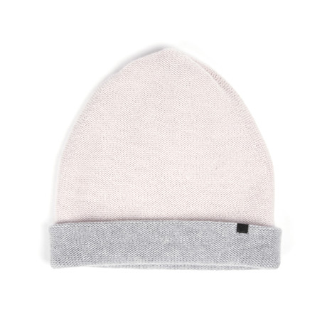 Two Tone Beanie // Pastel Rose + Silver Grey