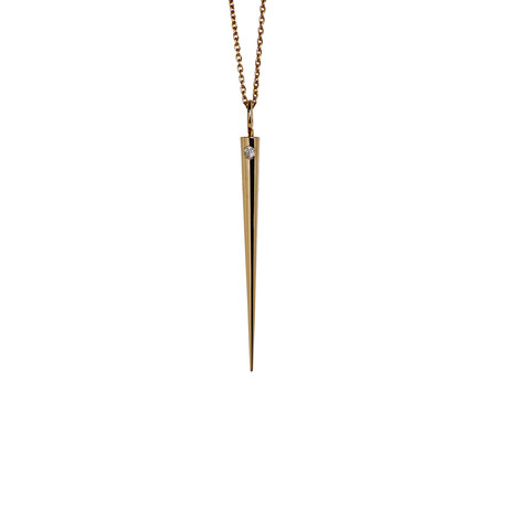 Spike Pendant // Gold With White Diamond (Large)