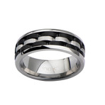 Stainless Steel Watch Link Ring // Black (Size 9)