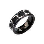 Stainless Steel Cable in Oval Steel Window Ring // Black (Size 9)