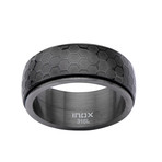 Stainless Steel Gun Metal Car Grille Spinner Ring // Black (Size 9)