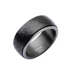 Stainless Steel Gun Metal Car Grille Spinner Ring // Black (Size 9)