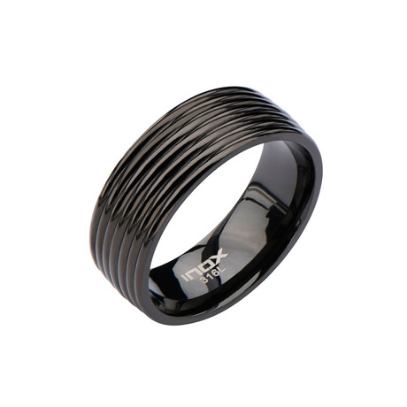 7 Grooves PVD Ring // Black (Size 12)