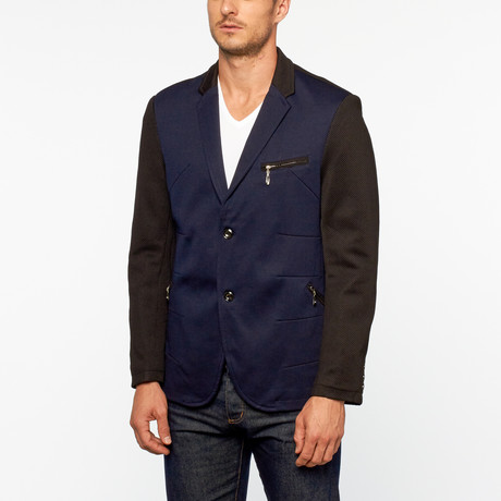 Perruzo // Two Tone Blazer // Navy + Black (S)