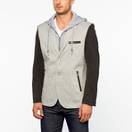 Perruzo // Two Tone Hooded Blazer // Grey + Black (S)