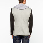 Perruzo // Two Tone Hooded Blazer // Grey + Black (S)