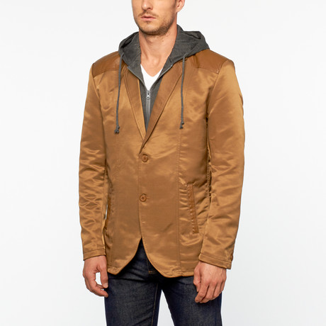 Shiny Hooded Blazer // Khaki (S)