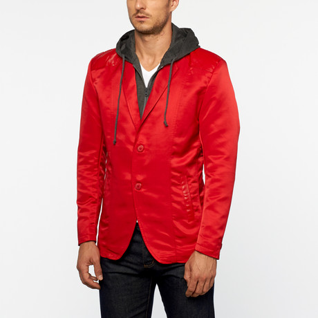 Shiny Hooded Blazer // Red (S)