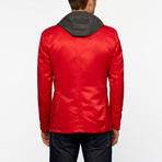 Shiny Hooded Blazer // Red (L)