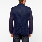 Perruzo // Square Blazer // Navy + Green (S)