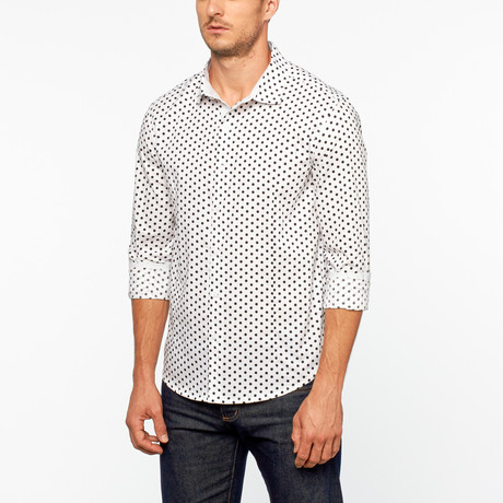 Polka Dot Button Up // White + Black (S)