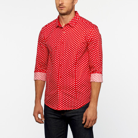 Polka Dot Button Up // Red + White (S)