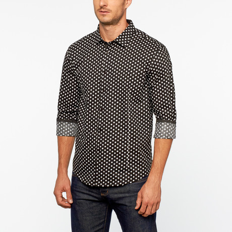 Polka Dot Button Up // Black + White (S)