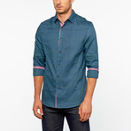 Micro Speck Button Up // Navy (M)