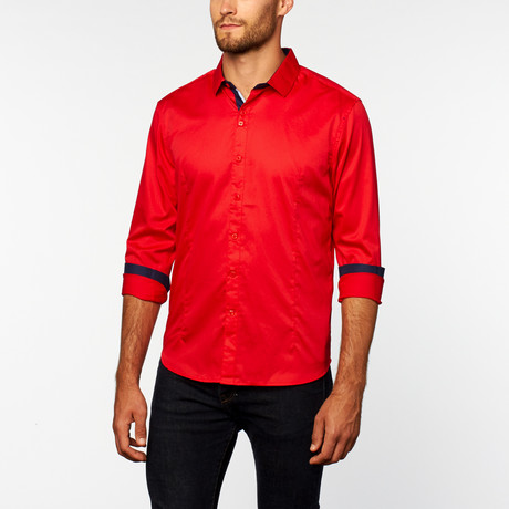 Solid Button Up // Red (S)