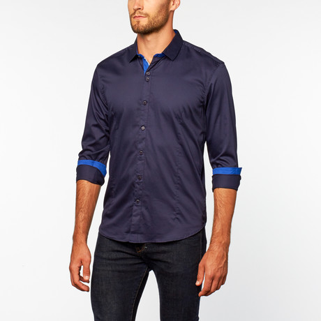 Solid Button Up // Navy (S)