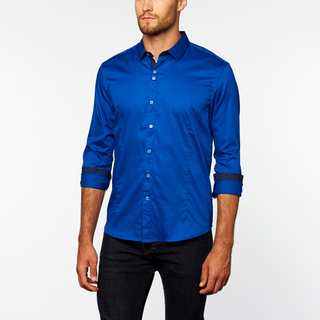 Solid Button Up // Royal (S)