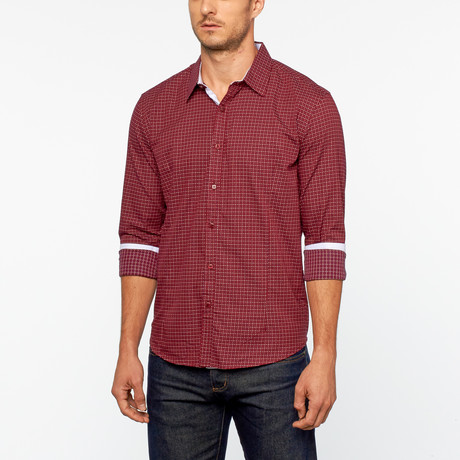 Dot Button Up // Burgundy (S)