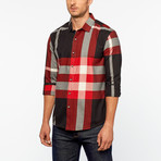 Plaid Button Up // Black + Red (2XL)